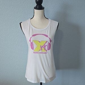 XRT 80s Headphones Womens Tank Top Sz Large Chicago 93.1 WXRT Rock Radio